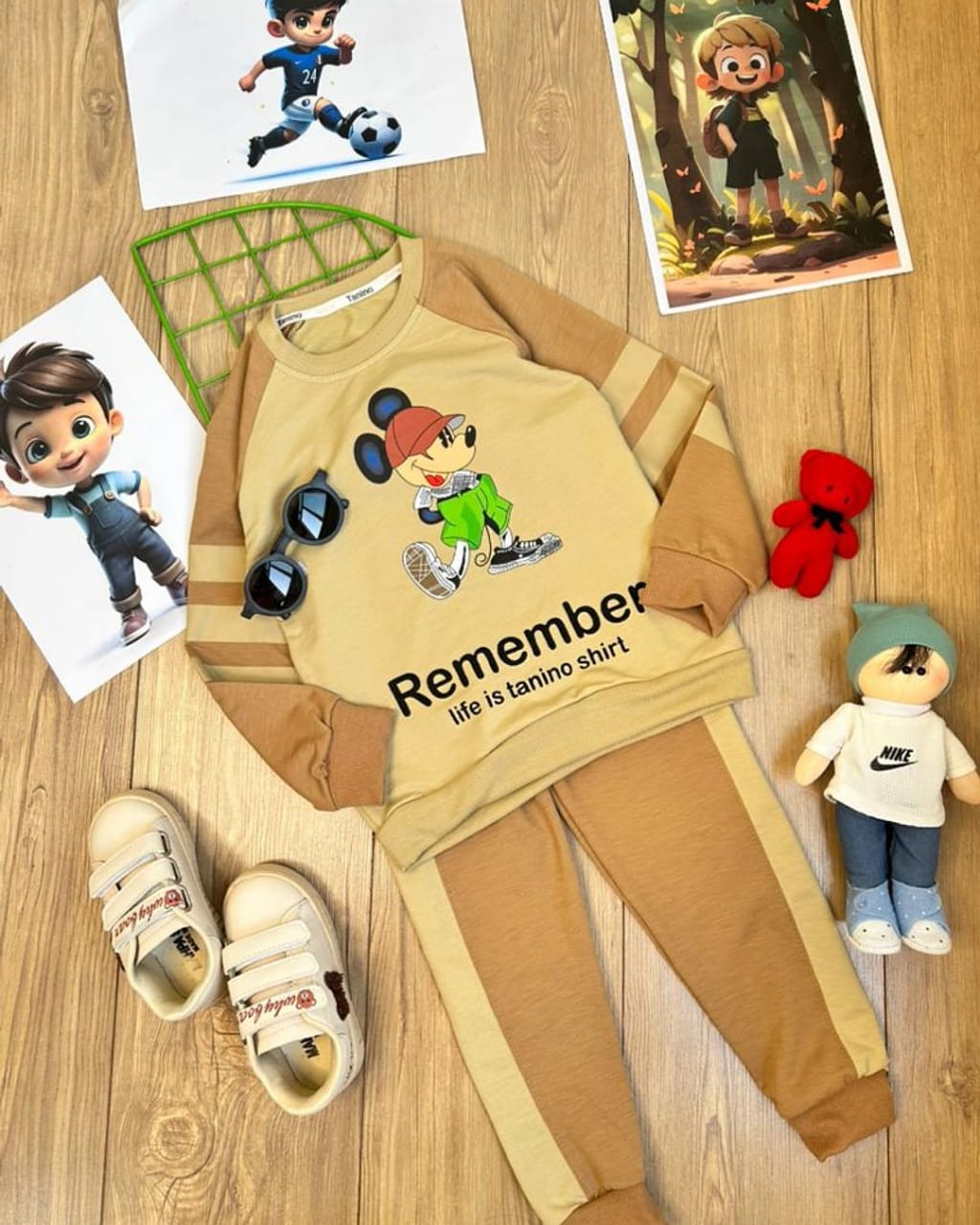 میکی موس کلاه دار بلوز شلوار میکی موس گوش دار - Image 1